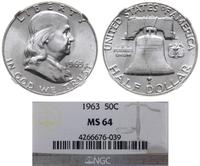 50 centów 1963, Filadelfia, srebro próby 900, pi