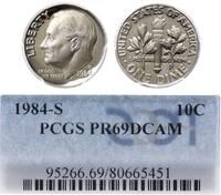 10 centów 1984, San Francisco, wybity stemplem l