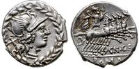 denar 138 pne, Rzym, Aw: Głowa Romy w hełmie w p