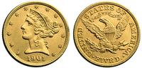 5 dolarów 1901, Filadelfia, HALF EAGLE, złoto 8.
