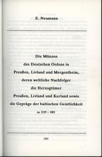 wydawnictwa zagraniczne, Erich Neumann - Müzprägungen des deutschen ordens und der baltischen geist..