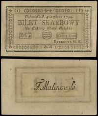 4 złote polskie 4.09.1794, seria 1-I, parę dziur