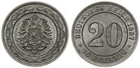 20 fenigów 1887 A, Berlin, pięknie zachowane, AK