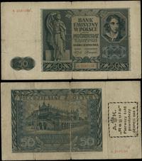 50 złotych 1.08.1941, seria A 2197199, z nadruki