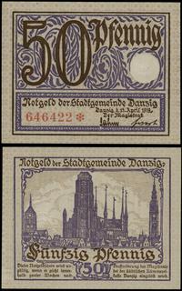 50 fenigów 15.04.1919, numeracja 646422, druk fi