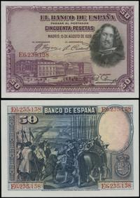 50 peset 15.08.1928, seria E 6235138, wyśmienici