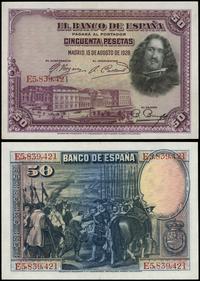 50 peset 15.08.1928, seria E5, numeracja 839421,