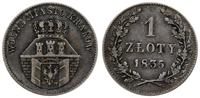 1 złoty 1835, Wiedeń, ciemna patyna, Bitkin 1, P