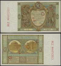 50 złotych 1.09.1929, czerwony ukośny nadruk “WZ