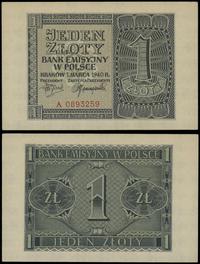 1 złoty 1.03.1940, seria A 0893259, bardzo ładni