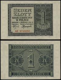 1 złoty 1.08.1941, seria AE 9749250, małe zagnie