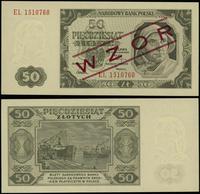 50 złotych 1.07.1948, czerwony ukośny nadruk “WZ