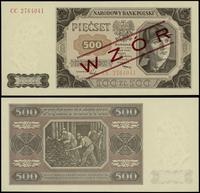 500 złotych 1.07.1948, czerwony ukośny nadruk “W