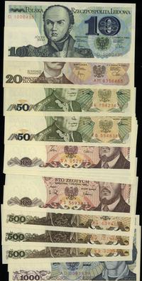 zestaw 15 banknotów 10-1.000 złotych, 10 zł 1982
