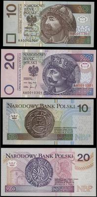 10 i 20 złotych 25.03.1994, serie AA 0010301 (2x