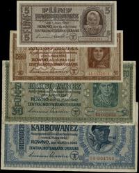 zestaw 4 banknotów, 5, 10, 50 i 100 karbowańców 