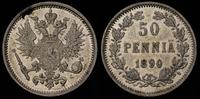 50 penniä 1890, drobne rysy w tle, rzadka w tym 