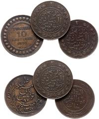 Tunezja, zestaw trzech brązowych monet:
