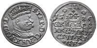 trojak 1586, Ryga, mała głowa króla, wybity niec