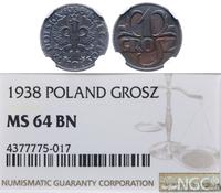 1 grosz  1938, Warszawa, pięknie zachowana monet