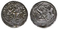 denar  1138-1146, Książę na tronie, obok giermek