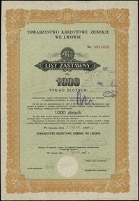 Polska, 4 1/2 % list zastawny na 1.000 złotych, 1.07.1937