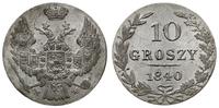 10 groszy 1840, Warszawa, bardzo ładne, Bitkin 1