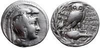 tetradrachma ok. 165-42 pne, Aw: Głowa Ateny w p