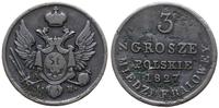 Polska, 3 grosze z miedzi krajowej, 1827 IB