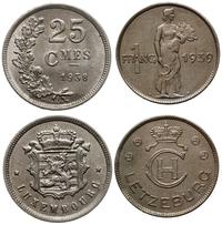 zestaw: 25 centimes 1938 i 1 frank 1939, miedzio