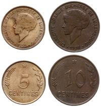 zestaw: 5 i 10 centimes 1930, brąz, łącznie 3 sz