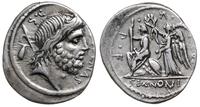 denar 59 pne, Rzym, Aw: Głowa Saturna w prawo, z
