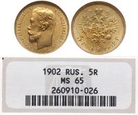 5 rubli 1902, Petersburg, złoto, piękne, moneta 