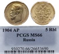 5 rubli 1904, Petersburg, moneta w pudełku PCGS 