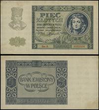 5 złotych 1940, seria A, numeracja 8552506, doln