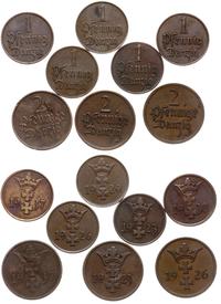 Polska, lot: 3 x 2 fengi i 5 x 1 fenig, 1923 (2x), 1926 (2x), 1929, 1930 i 1937