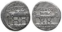 denar 54 pne, Rzym, Aw: Krzesło kurulne, po boka