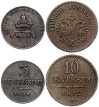 zestaw 2 monet, 10 centimów 1852 V oraz 3 centim