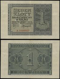 1 złoty 1.03.1940, seria A, numeracja 0186607, r