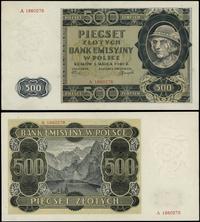 500 złotych 1.03.1940, seria A, numeracja 186027