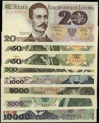 zestaw 8 banknotów, 20 zł 1982 seria N, 50 zł 19
