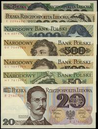 zestaw 7 banknotów, 20 zł 1982 seria R, 50 zł 19