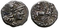 denar 138 pne, Rzym, Aw: Głowa Romy w prawo, za 