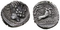 denar 89 pne, Rzym, Aw: Głowa Titusa Tatiusa w p