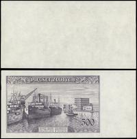 Polska, próbny druk strony odwrotnej banknotu 500 złotych, 15.08.1939