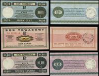 zestaw 3 bonów, 1 x 2 centy 1.07.1969, 1 x 1 cen