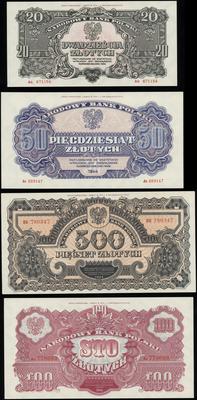 Polska, zestaw 4 banknotów emisji pamiątkowej 1974