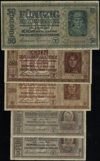 zestaw 5 banknotów 5.03.1942, nominały: 2 x 5, 2