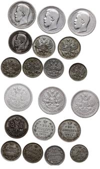 zestaw 10 monet, 3 x 50 kopiejek 1897, 1899, 190
