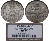 5 złotych 1936, Warszawa, Żaglowiec, w starym sl